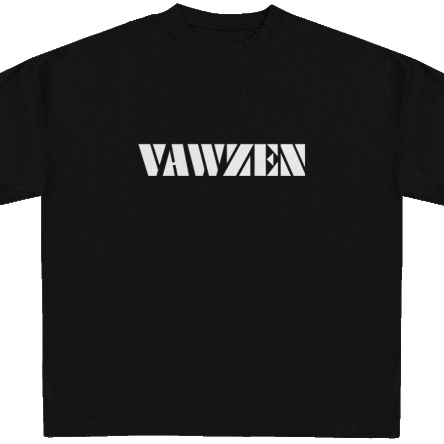 VAWZEN Signature Type oversized fit tee featuring bold VAWZEN text — refined and edgy