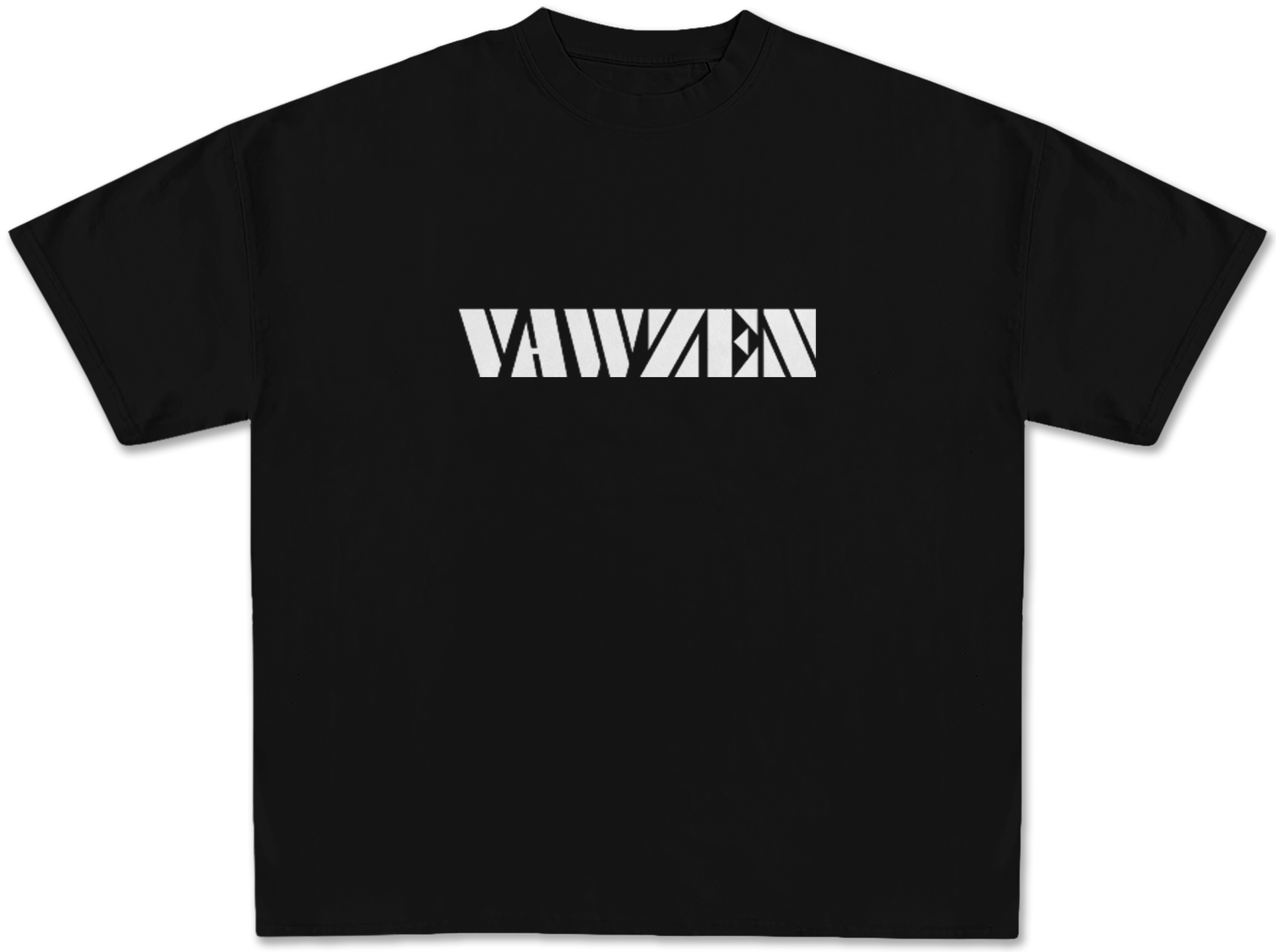 VAWZEN Signature Type oversized fit tee featuring bold VAWZEN text — refined and edgy