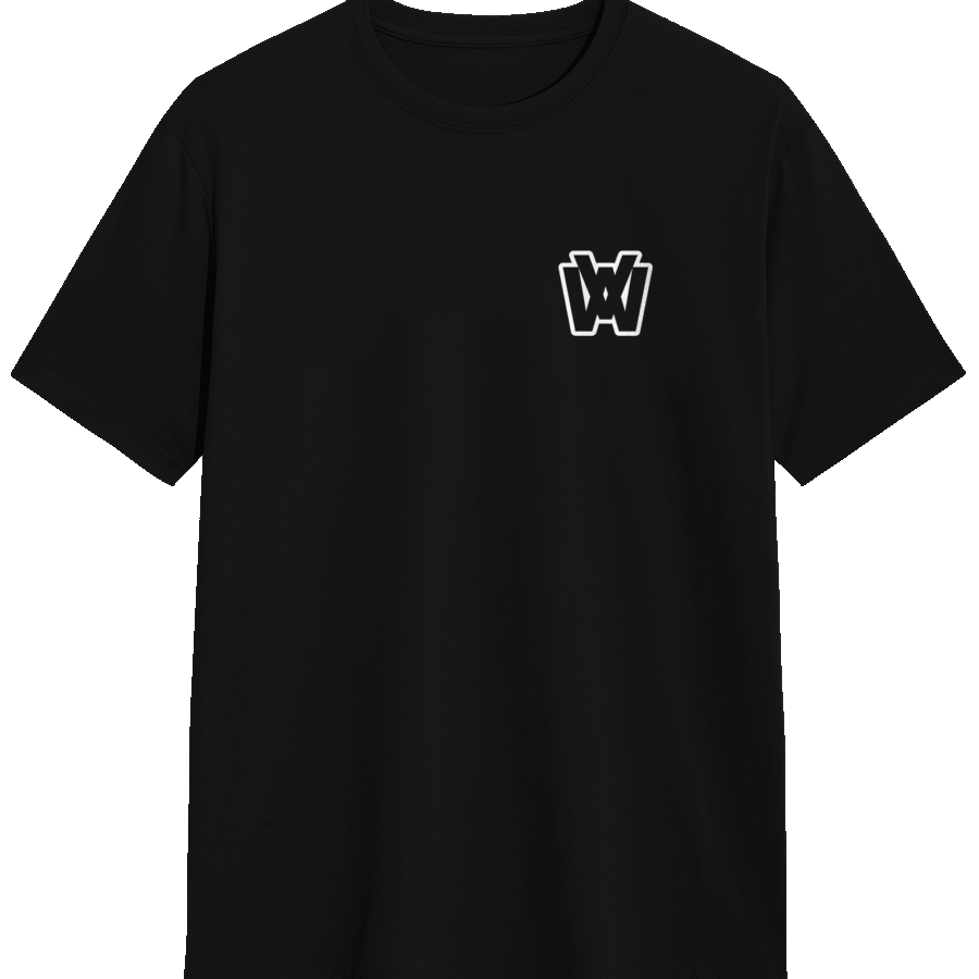 VAWZEN Signature Mark black regular fit tee — clean design with everyday comfort.