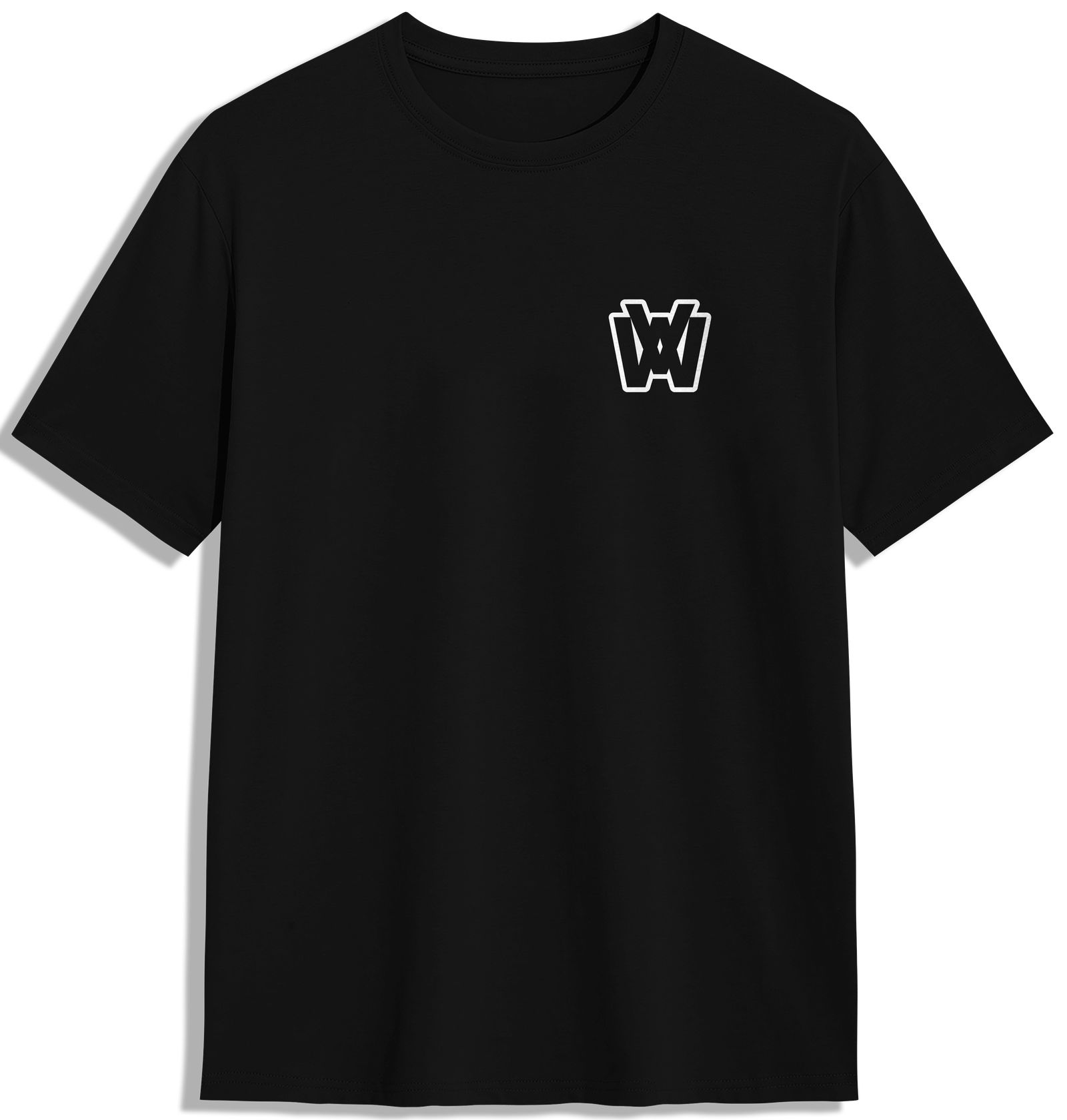 VAWZEN Signature Mark black regular fit tee — clean design with everyday comfort.